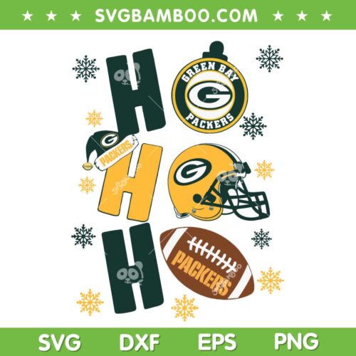 Green Bay Packers Ho Ho Ho SVG, Packers Football Christmas SVG, Christmas Football SVG DXF EPS PNG