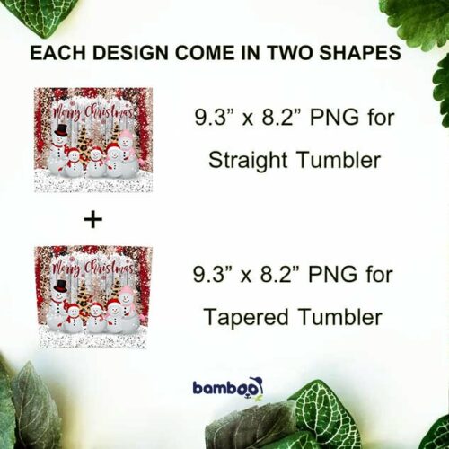 Merry Christmas Snowman Leopard 20oz Skinny Tumbler Template PNG, Snowman Merry Christmas Tumbler Wrap PNG, Christmas Tumbler Sublimation Design PNG Download