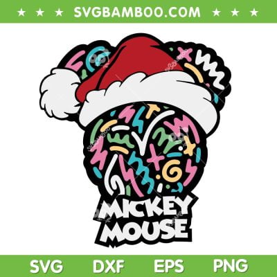 Mickey Santa Xmas 2022 SVG, Santa Hat Mickey Santa Xmas 2022, Funny Santa Head Mickey Mouse SVG DXF EPS PNG