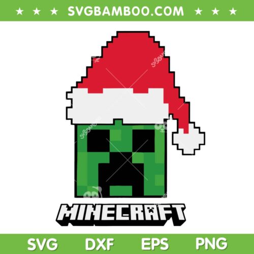 Minecraft Christmas 2022 SVG, Minecraft Creeper Santa Hat SVG, Merry Christmas SVG DXF EPS PNG