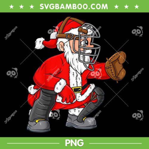 Santa Claus Baseball Catcher PNG, Santa Baseball Catcher PNG, Funny Santa Christmas PNG