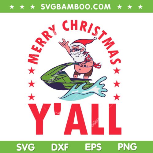 Santa Jetski Merry Christmas You All SVG, Merry Christmas You All Summer SVG, Santa Claus Hawai Jetski SVG DXF EPS PNG