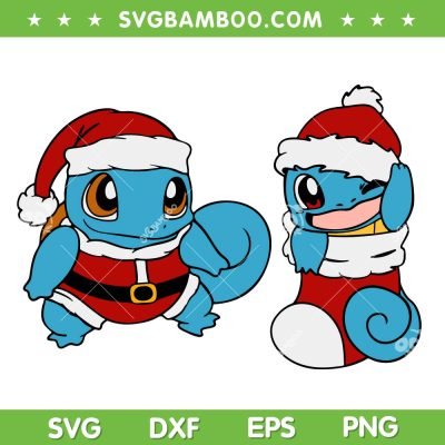 Squirtle Pokemon Santa SVG, Pokemon Water Type Characters SVG, Christmas Water Pokemon SVG DXF EPS PNG