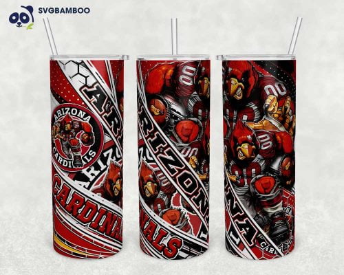 Arizona Cardinals 20oz Skinny Tumbler Template PNG, Az Cardinals Tumbler Wrap PNG, Sports Tumbler Sublimation Design PNG Download