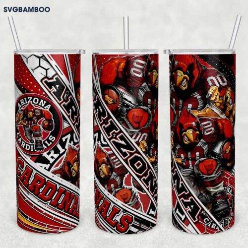Arizona Cardinals 20oz Skinny Tumbler Template PNG, Az Cardinals Tumbler Wrap PNG, Sports Tumbler Sublimation Design PNG Download