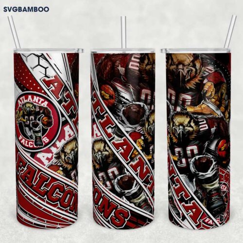 Atlanta Falcons 20oz Skinny Tumbler Template PNG, NFL Atlanta Falcons Tumbler Wrap PNG, Football Tumbler Sublimation Design PNG Download