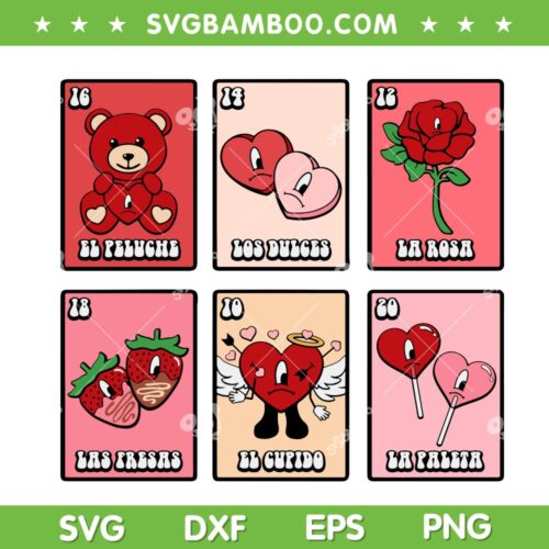 Bad Bunny Valentine Loteria SVG PNG, Loteria San Valentine SVG, Valentine Day DXF EPS SVG PNG