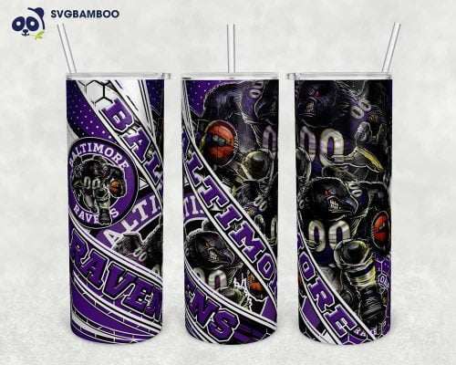 Baltimore Ravens 20oz Skinny Tumbler Template PNG, NFL Baltimore Ravens Tumbler Wrap PNG, Sport Logo Tumbler Sublimation Design PNG Download