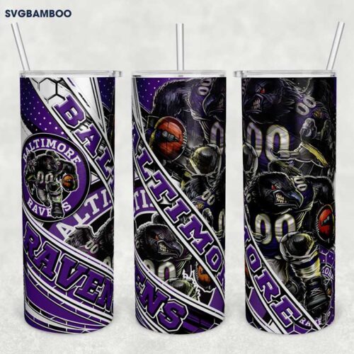 Baltimore Ravens 20oz Skinny Tumbler Template PNG, NFL Baltimore Ravens Tumbler Wrap PNG, Sport Logo Tumbler Sublimation Design PNG Download