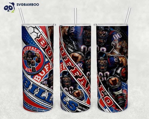 Buffalo Bills 20oz Skinny Tumbler Template PNG, Buffalo Bills Logo Tumbler Wrap PNG, Bills Football Tumbler Sublimation Design PNG Download