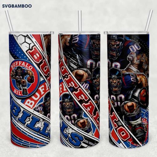 Buffalo Bills 20oz Skinny Tumbler Template PNG, Buffalo Bills Logo Tumbler Wrap PNG, Bills Football Tumbler Sublimation Design PNG Download