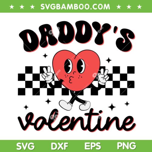 Daddy's Valentine SVG PNG, Groovy Valentines Heart SVG, Happy Valentine Day DXF EPS SVG PNG