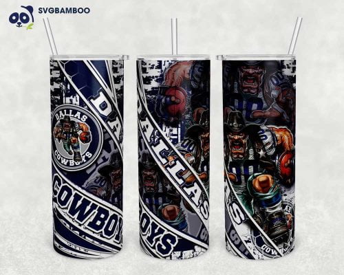 Dallas Cowboys 20oz Skinny Tumbler Template PNG, Dallas Cowboys Football Tumbler Wrap PNG, Football Logo Tumbler Sublimation Design PNG Download