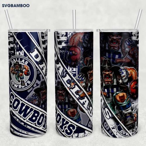 Dallas Cowboys 20oz Skinny Tumbler Template PNG, Dallas Cowboys Football Tumbler Wrap PNG, Football Logo Tumbler Sublimation Design PNG Download
