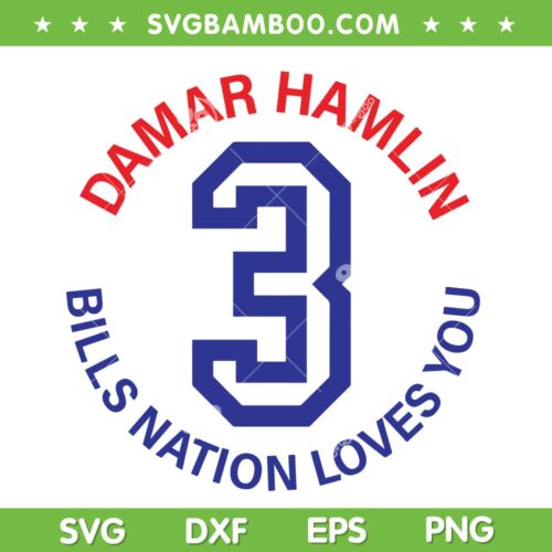 Damar Hamlin Bills Nation Loves You SVG PNG, Damar Hamlin 3 SVG, Buffalo Bills DXF EPS SVG PNG