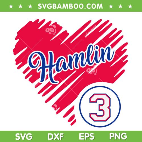 Damar Hamlin Heart SVG PNG, Love Buffalo Bills SVG, Damar Hamlin 3 DXF EPS SVG PNG