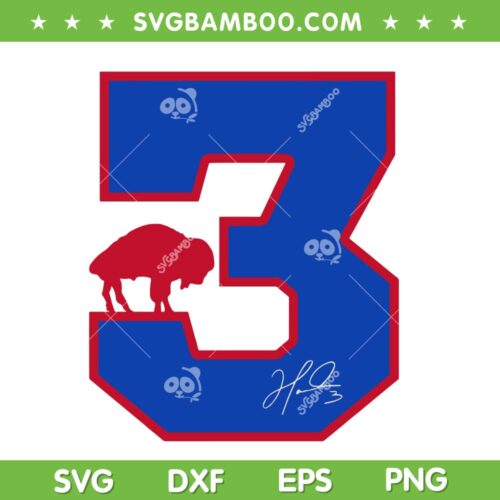 Damar Hamlin 3 SVG PNG, Pray For Damar Buffalo Bills SVG, Love Hamlin Number 3 DXF EPS SVG PNG