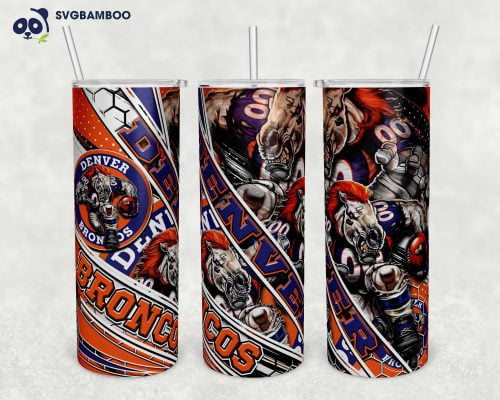 Denver Broncos 20oz Skinny Tumbler Template PNG, Denver Broncos Logo Tumbler Wrap PNG, NFL Logo Tumbler Sublimation Design PNG Download