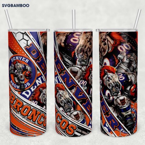 Denver Broncos 20oz Skinny Tumbler Template PNG, Denver Broncos Logo Tumbler Wrap PNG, NFL Logo Tumbler Sublimation Design PNG Download