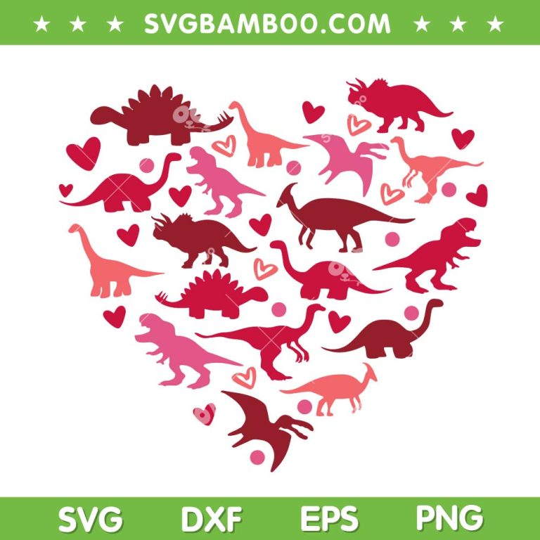 Dinosaur Heart Valentine 2023 SVG PNG