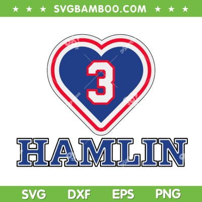 Hamlin 3 Heart SVG PNG, Damar Hamlin Love 3 SVG, Buffalo Bills DXF EPS SVG PNG