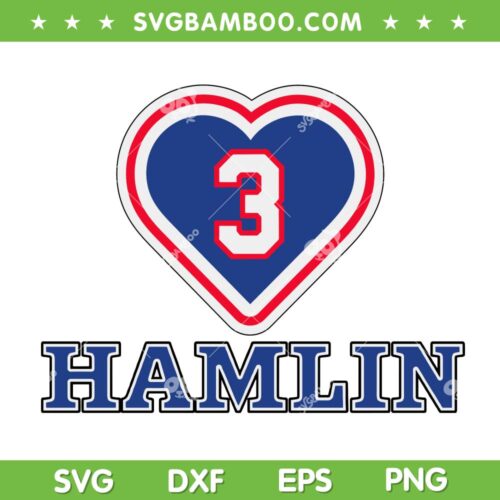 Hamlin 3 Heart SVG PNG, Damar Hamlin Love 3 SVG, Buffalo Bills DXF EPS SVG PNG