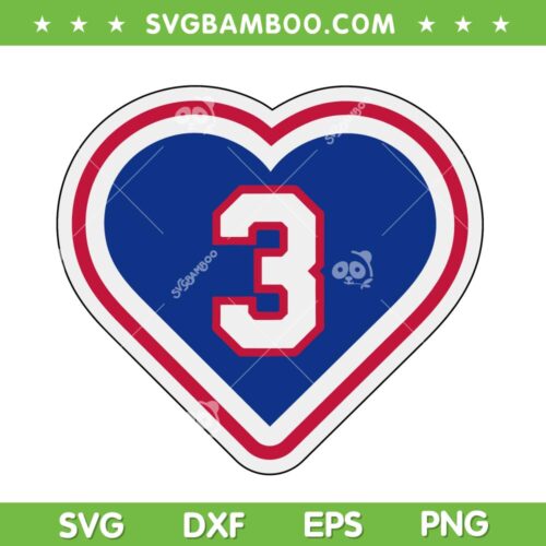 Hamlin Number 3 Heart SVG PNG, Love Damar Hamlin 3 SVG, Damar Hamlin Heart DXF EPS SVG PNG