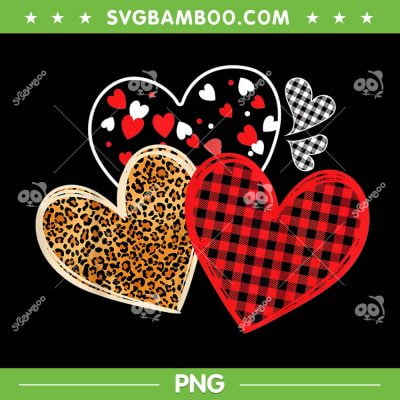Hearts Love Leopard Plaid PNG, Leopard Print Buffalo Plaid Hearts PNG, Girls Valentines Day PNG