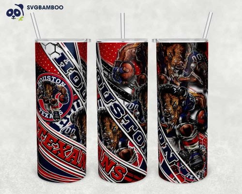Houston Texans 20oz Skinny Tumbler Template PNG, Houston Texans Logo Tumbler Wrap PNG, NFL Football Tumbler Sublimation Design PNG Download