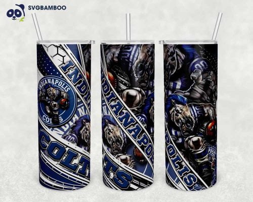 Indianapolis Colts 20oz Skinny Tumbler Template PNG, Indianapolis Colts Logo Tumbler Wrap PNG, NFL Football Logo Tumbler Sublimation Design PNG Download
