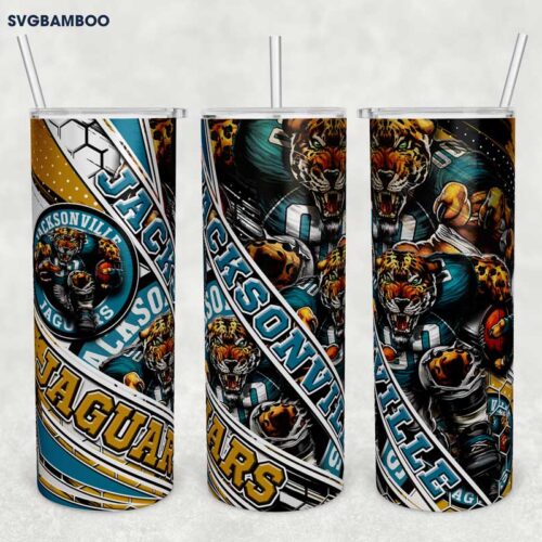 Jacksonville Jaguars 20oz Skinny Tumbler Template PNG, NFL Jacksonville Jaguars Tumbler Wrap PNG, Football Tumbler Sublimation Design PNG Download