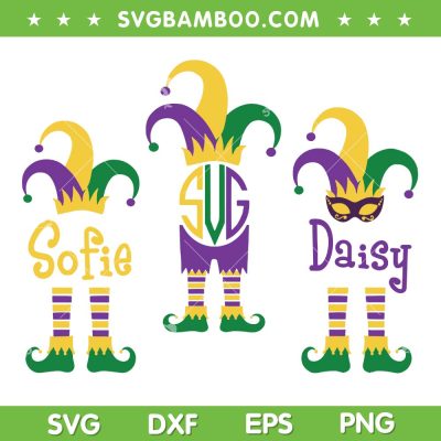 Kids Mardi Gras Customized Name SVG PNG, Mardi Gras Sofie Sug Daisy SVG, Happy Mardi Gras DXF EPS SVG PNG