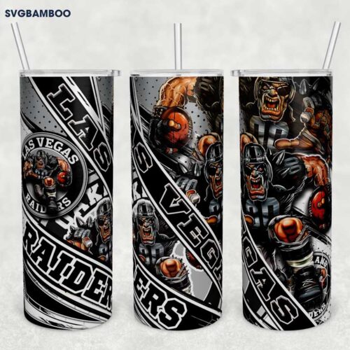 Las Vegas Raiders 20oz Skinny Tumbler Template PNG, Logo Las Vegas Raiders Tumbler Wrap PNG, NFL Football Team Tumbler Sublimation Design PNG Download