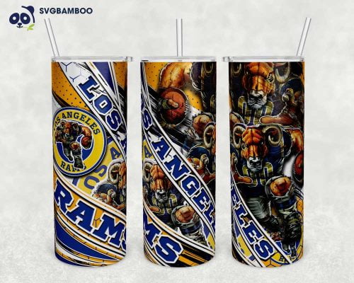 Los Angeles Rams 20oz Skinny Tumbler Template PNG, NFL Los Angeles Rams Tumbler Wrap PNG, Football Logo Tumbler Sublimation Design PNG Download