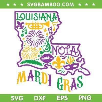Louisiana Nola Mardi Gras SVG PNG, New Orleans Map SVG, Mardi Gras Carnival DXF EPS SVG PNG Louisiana Nola Mardi Gras SVG PNG, New Orleans Map SVG, Mardi Gras Carnival DXF EPS SVG PNG