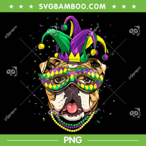 Mardi Gras Bulldog Dog PNG, Mardi Gras Carnival Jester PNG, Funny Dog Mardi Gras PNG