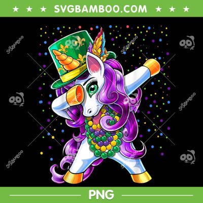 Mardi Gras Dabbing Unicorn PNG, Unicorn Jester Hat Bead PNG, Unicorn Mardi Gras PNG