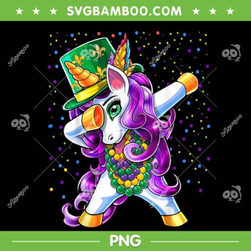 Mardi Gras Dabbing Unicorn PNG, Unicorn Jester Hat Bead PNG, Unicorn Mardi Gras PNG