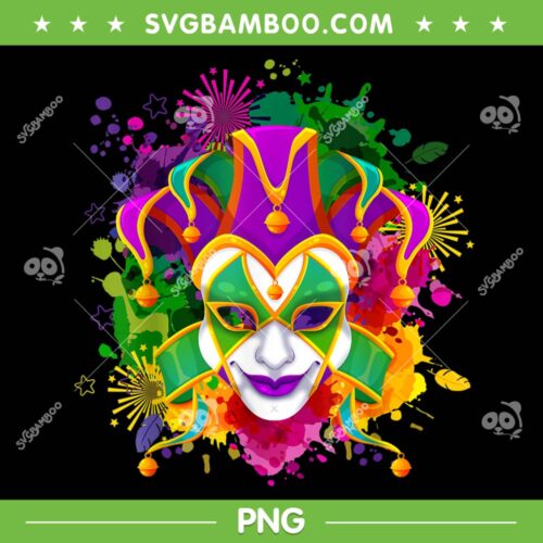 Mardi Gras Joker Mask PNG, Color Splash Mardi Gras PNG, Funny Mardi Gras Mask PNG