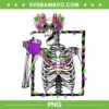 Mardi Gras Skeleton Drinking Coffee PNG, Skeleton Mask Beads PNG, Skeleton Coffee PNG