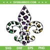 Mardi Gras Leopard SVG PNG, Leopard Fleur De Lis SVG, Mardi Gras 2023 DXF EPS SVG PNG
