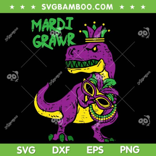 Mardi Grawr Jester T Rex SVG PNG, Dinosaur Mardi Gras 2023 SVG, Mardi Grawr Dinosaur DXF EPS SVG PNG