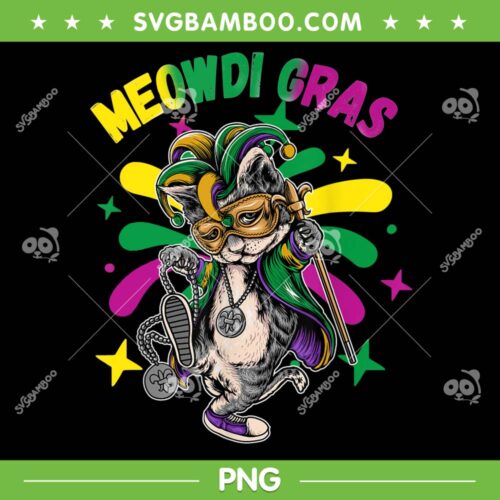 Mardi Gras Meowdi Gras PNG, Mardi Gras Cat Mask Beads PNG, Mardi Gras 2023 PNG