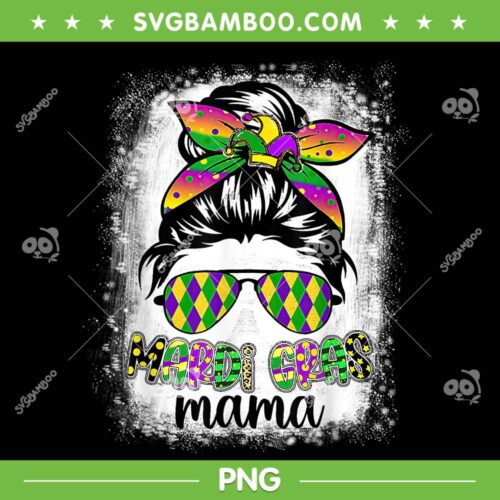 Messy Bun Mardi Gras Mama PNG, New Orleans Carnival Mom PNG, Mom Life PNG