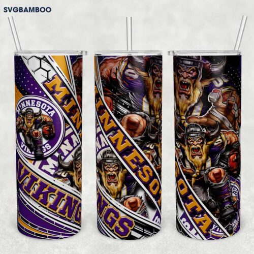 Minnesota Vikings Tumbler Wrap PNG, Minnesota Vikings Logo Tumbler Template Sublimation, NFL Logo 20oz Skinny Tumbler PNG