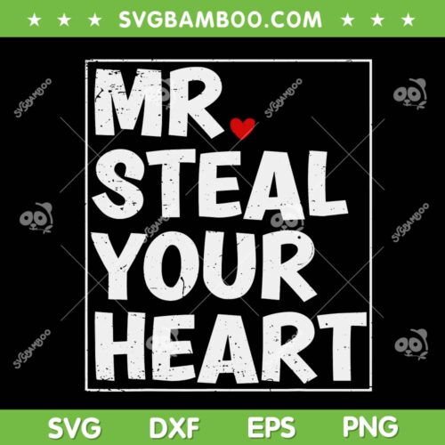 Mr Steal Your Heart SVG PNG, Couple Valentines Day SVG, Boys Valentine DXF EPS SVG PNG