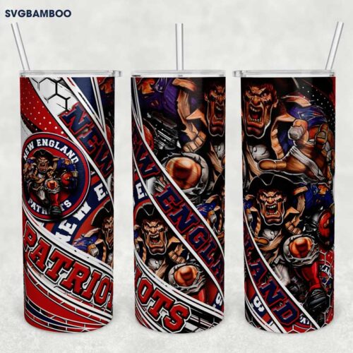 New England Patriots Tumbler Wrap PNG, Logo New England Patriots Tumbler Template Sublimation, NFL Patriots 20oz Skinny Tumbler PNG