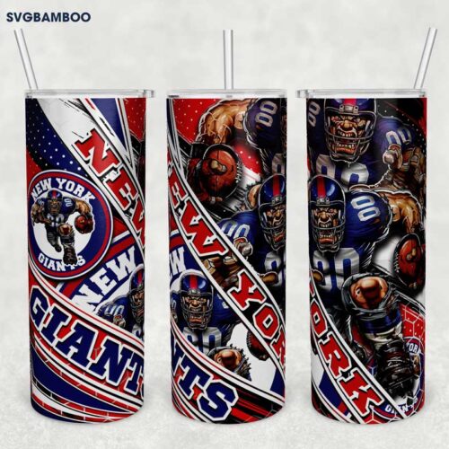 New York Giants Tumbler Wrap PNG, NFL New York Giants Tumbler Template Sublimation, NFL Logo 20oz Skinny Tumbler PNG