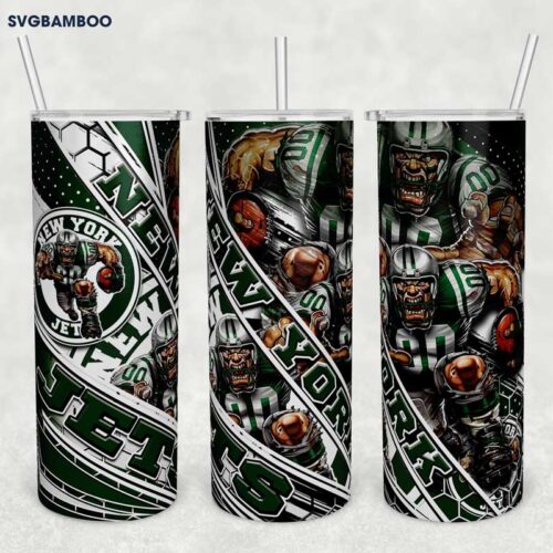 New York Jets Tumbler Wrap PNG, New York Jets Logo Tumbler Template Sublimation, Football 20oz Skinny Tumbler PNG