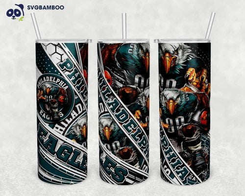 Philadelphia Eagles Tumbler Wrap PNG, NFL Logo Philadelphia Eagles Tumbler Template Sublimation, Sport Logo 20oz Skinny Tumbler PNG